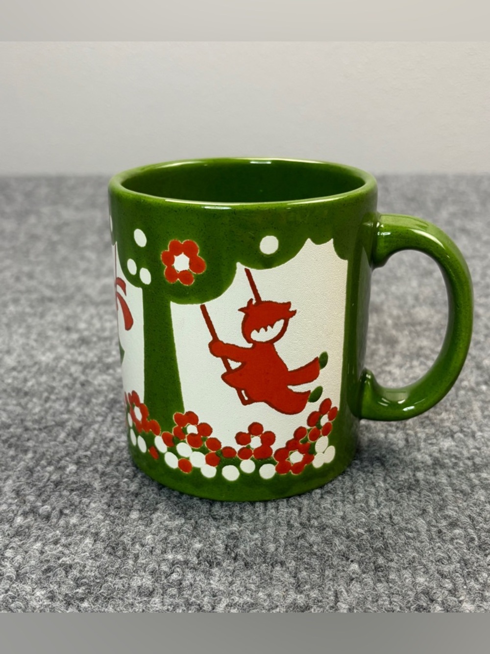 VTG Waechtersbach Pottery West Germany Apple Orchard Tree Coffee Mug Green Swing - Picture 3 of 11
